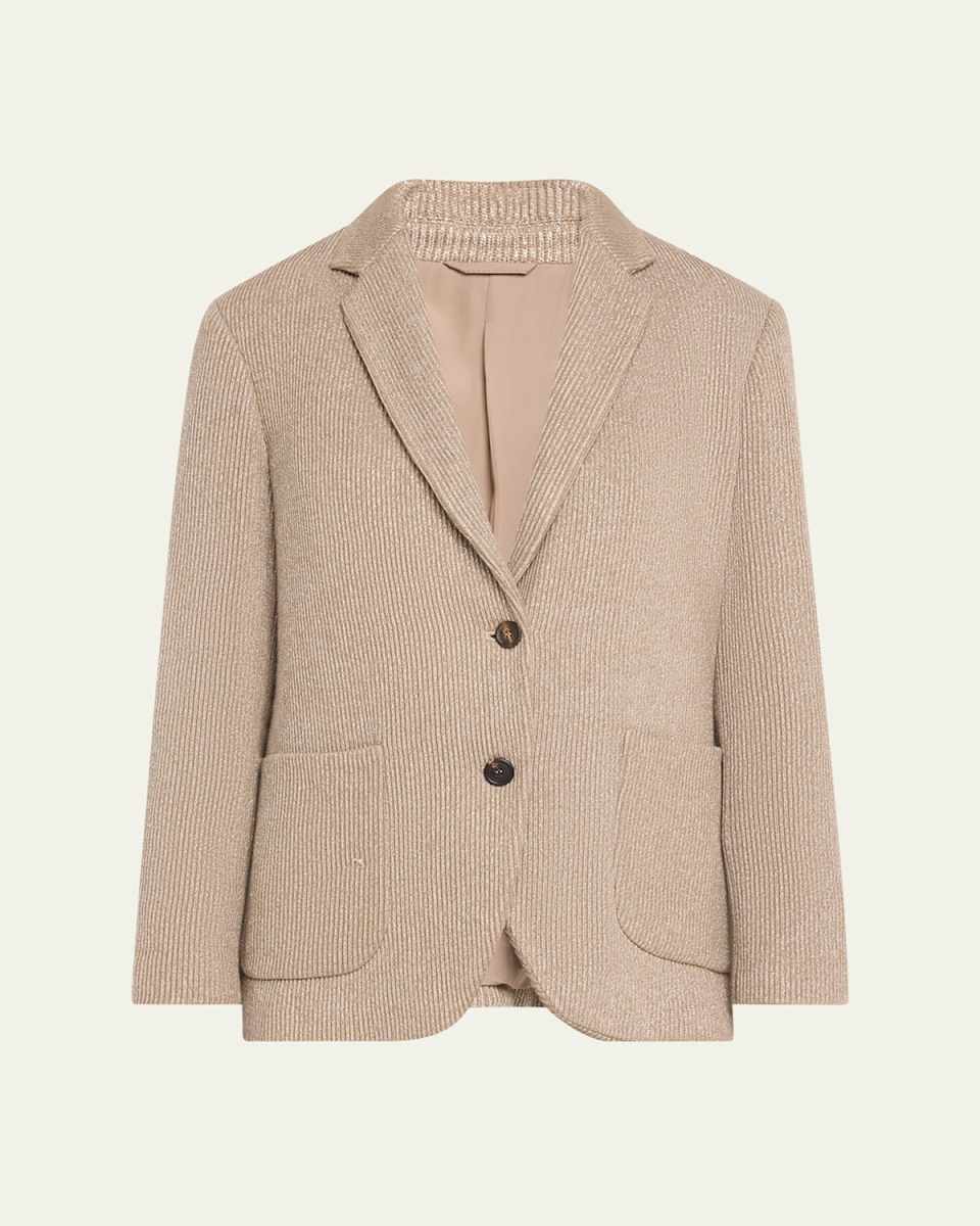 Two-Button Lurex Cotton English Rib Blazer